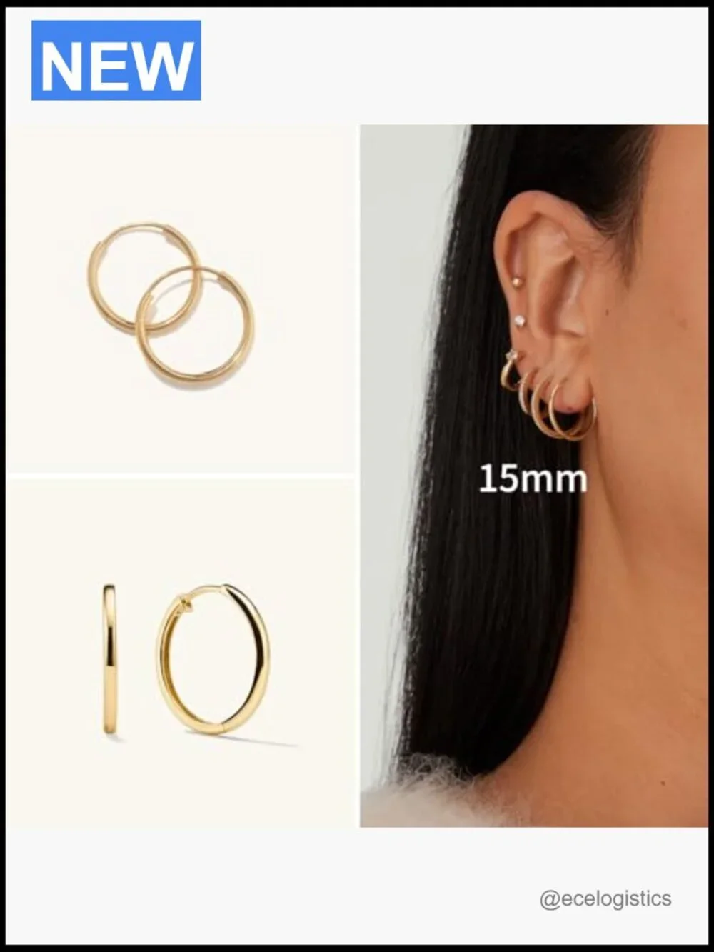 3 Pairs Gold Hoop Earrings Set Huggie Hoops Studs Dainty Stacking Jewelry
